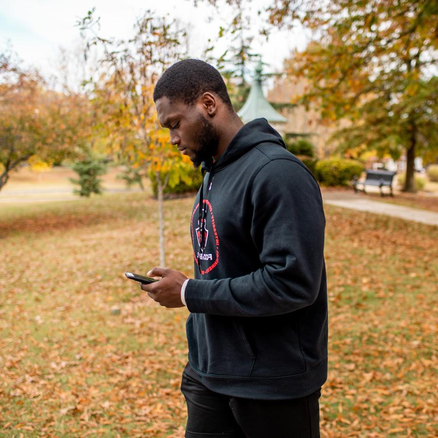 Student looking at their phone