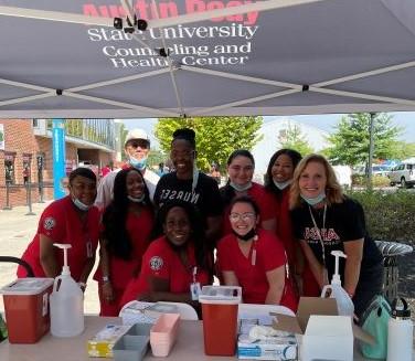 Football vaccine tent